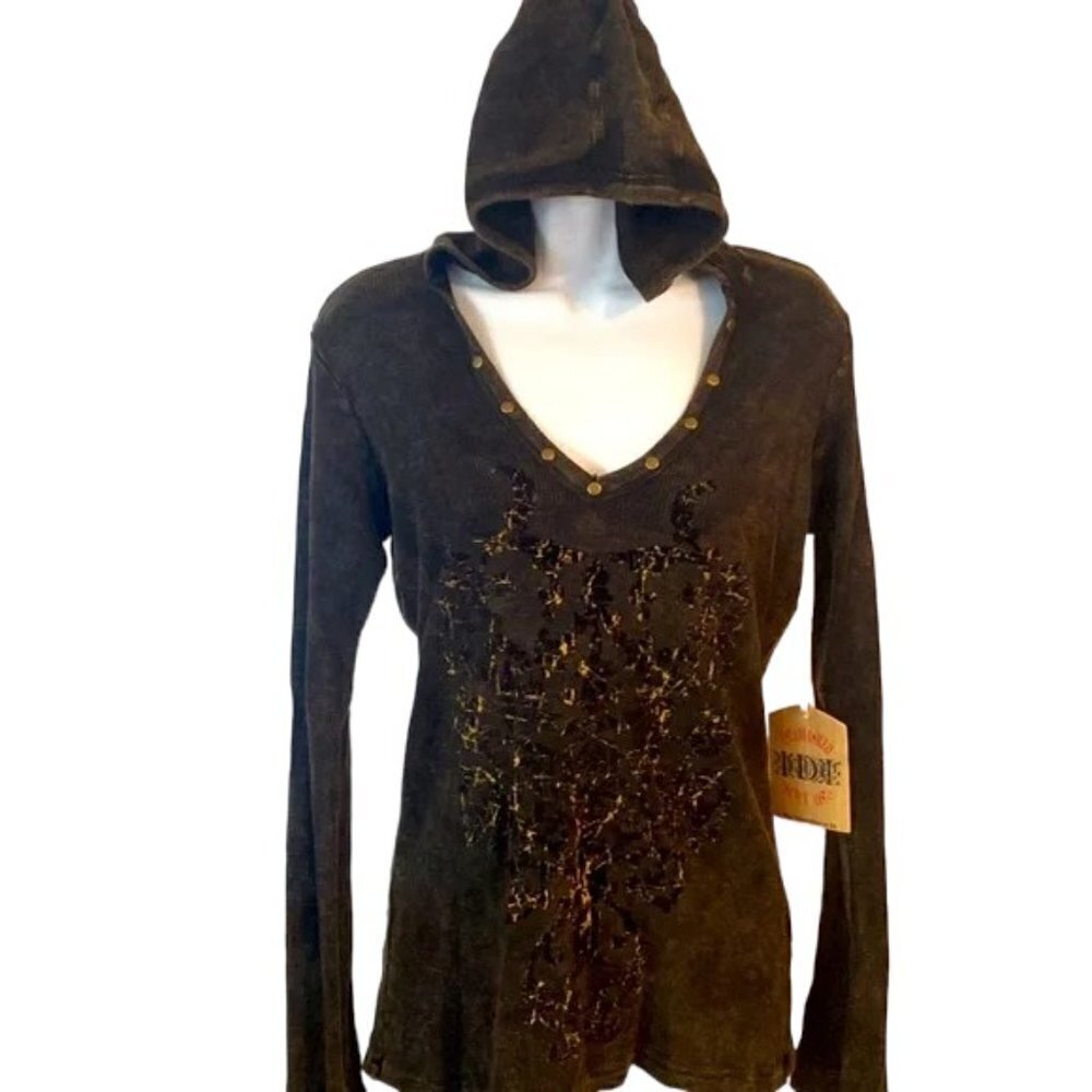 NWT IDI Hooded Long Sleeve Top size L